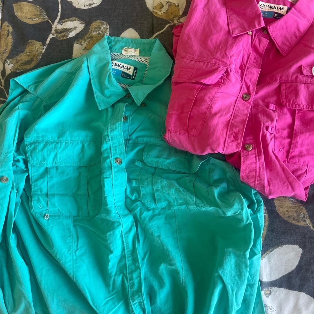 Magellan Outdoors Teal Button-Up Shirt